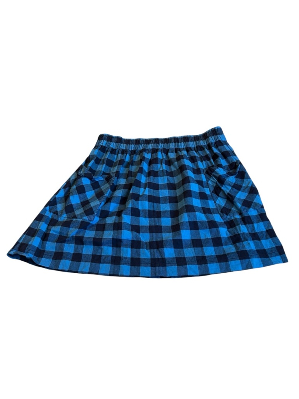 LOVE, HANNA Blue and Black Plaid Skirt with Pockets